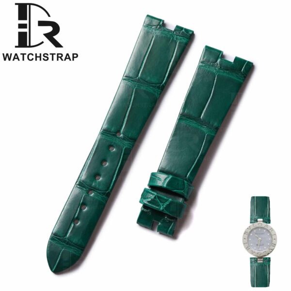 Genuine alligator crocodile Green alligator leather Bvlgari B.Zero 1 watch strap replacement for sale