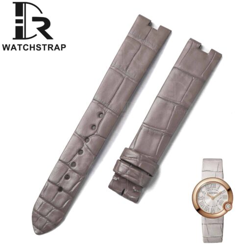 Genuine Alligator Crocodile Grey leather watch bands & straps replacement for Cartier De Ballon Blanc Bleu watches for sale