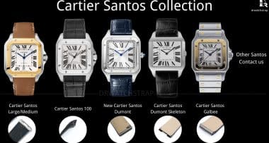 Custom handmade leather watch straps for Cartier Santos Collection