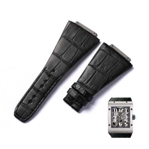Buy custom Richard Mille RM 016 Black leather straps replacement for sale