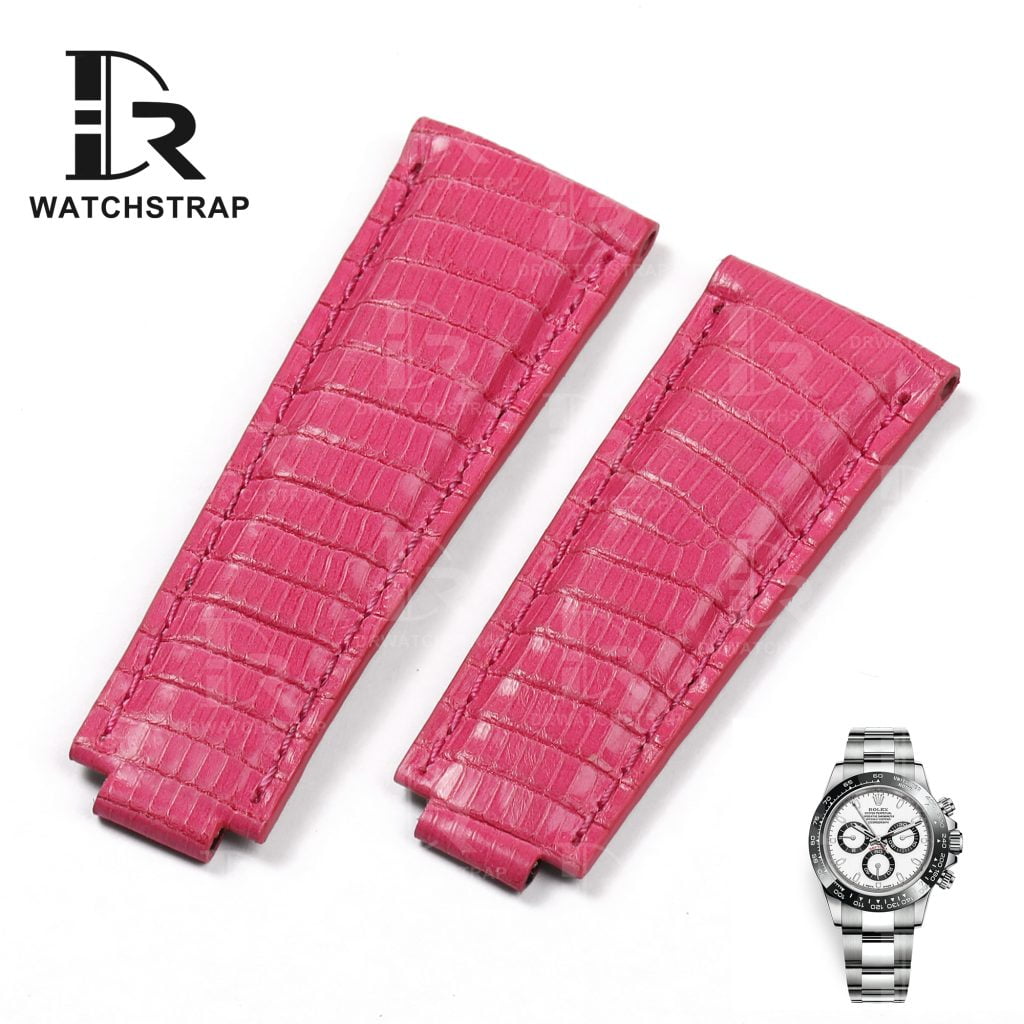 Buy custom Rolex Daytona Pink Lizard leather strap 20mm handmade watch band (1)