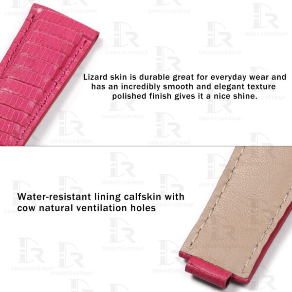 Buy custom Rolex Daytona Pink Lizard leather strap 20mm handmade watchband