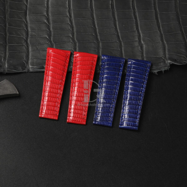 Custom Red Blue Lizard leather watch strap replacement for Rolex Daytona 20mm band (1)