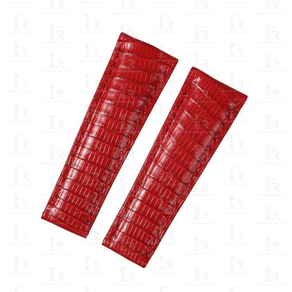 Custom Red Lizard leather watch strap replacement for Rolex Daytona 20mm band
