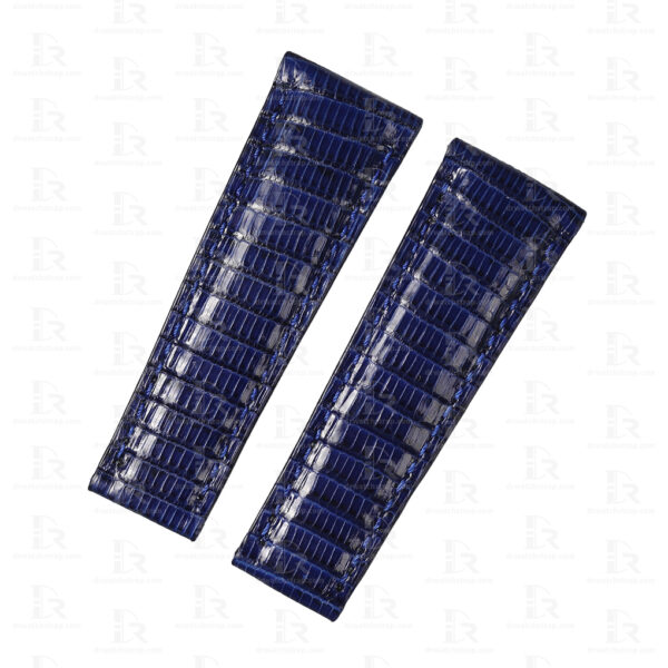 Custom Blue Lizard leather watch strap replacement for Rolex Daytona 20mm band