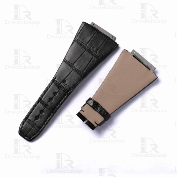 Custom Richard Mille RM 016 Black leather watchstraps watch band replacement for sale (1)