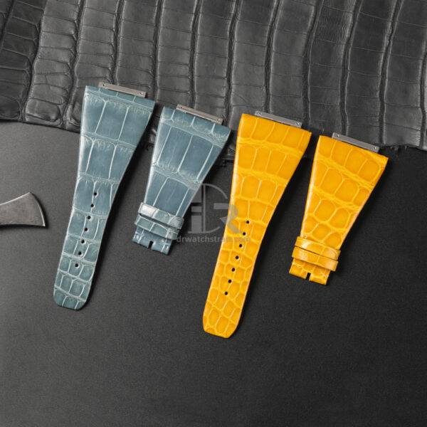 Custom Haze blue Yellow Alligator leather watch strap replacement for Richard Mille RM016 band (1)