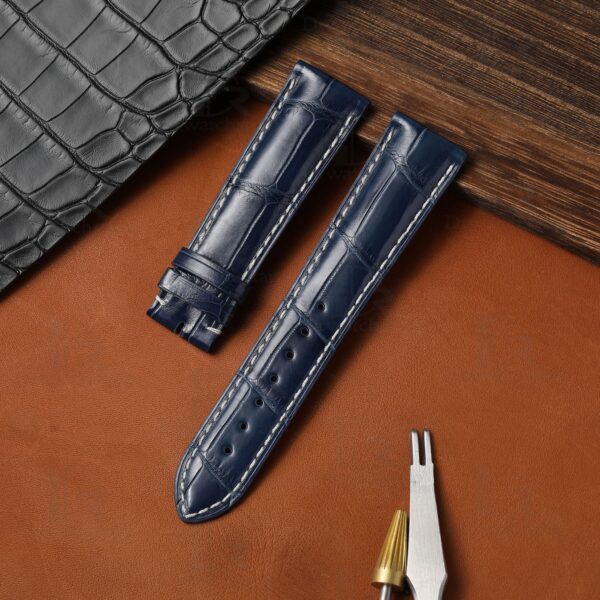 Custom Longines Master Conquest Blue alligator leather watch strap 19mm 20mm 21mm for sale