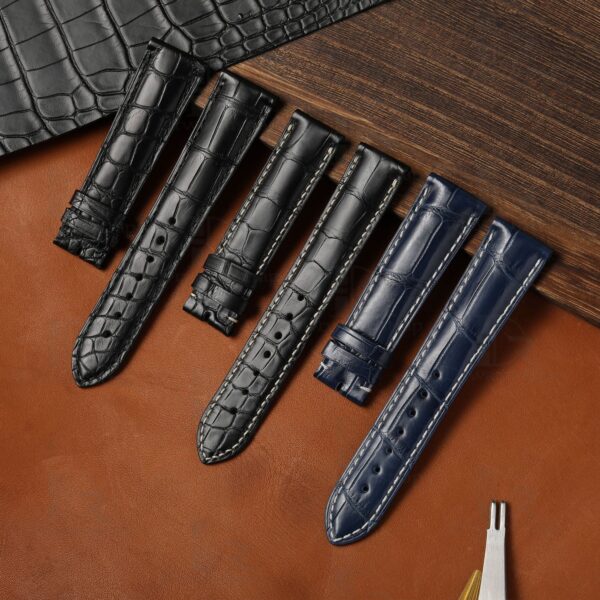 Custom Longines Master Conquest Blue black leather watch strap 19mm 20mm 21mm for sale