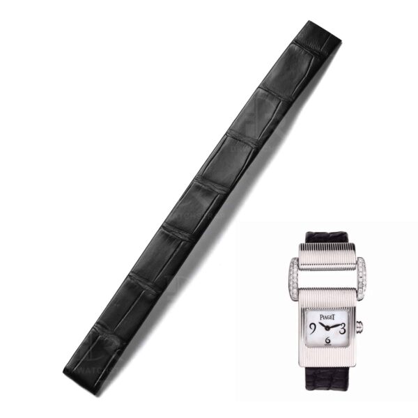 Custom Amerian alligator black leather watch straps replacement for Piaget Miss Protocole luxury watch