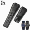 Custom soft and pliable genuine alligator black leather watch straps online for Bell & Ross