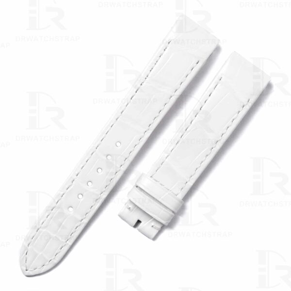 Custom White genuine alligator leather watch strap replacement for Jaeger LeCoultre JLC Reverso squadra luxury watch