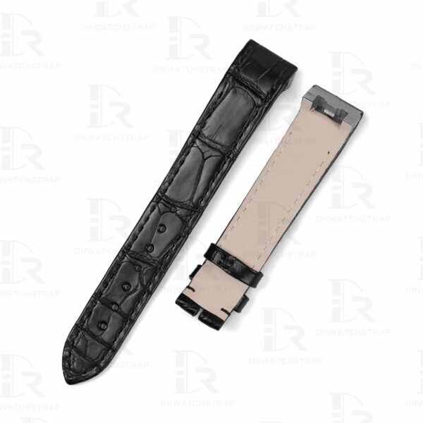 Custom Black genuine alligator leather watch strap and quickswitch watch band replacement for Jaeger Lecoultre JLC Reverso Squadra Lady Duetto luxury watch