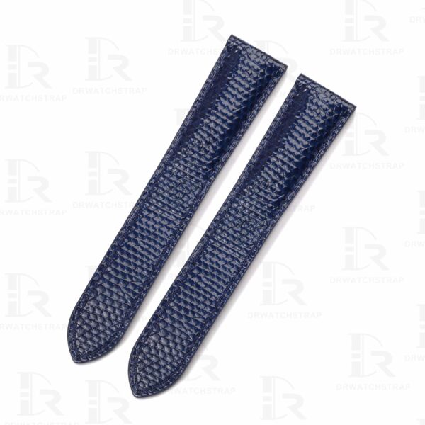 Custom premium Blue lizard leather strap & watchband replacement for Cartier Tank & Ronde watch