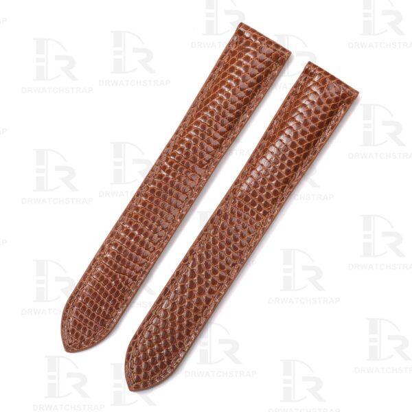 Custom premium Brown lizard leather strap & watchband replacement for Cartier Tank & Ronde watch