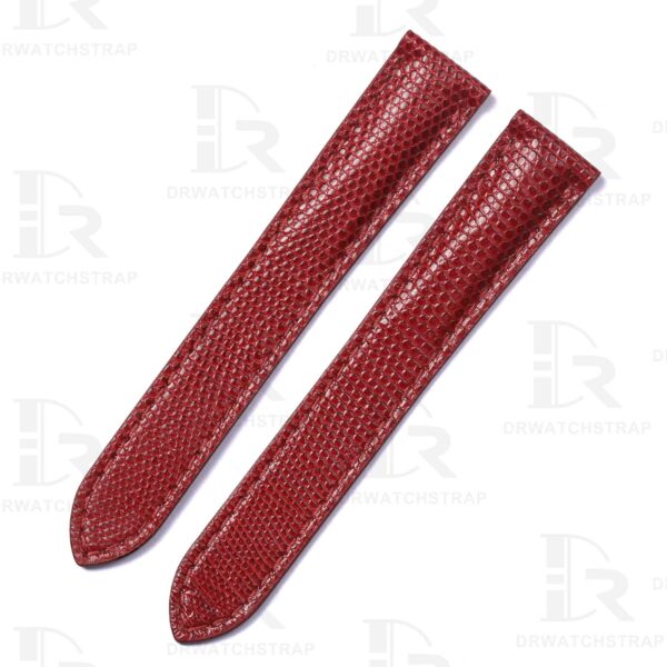 Custom premium Red lizard leather strap & watchband replacement for Cartier Tank & Ronde watch