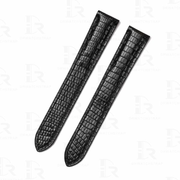 High-end quality Black lizard leather watchband for Cartier Tank