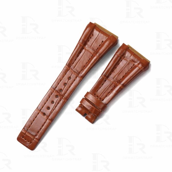 Best quality of American alligator Brown leather strap for Bvlgari Ergon