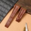 Genuine alligator brown leather straps for Bvlgari Ergon