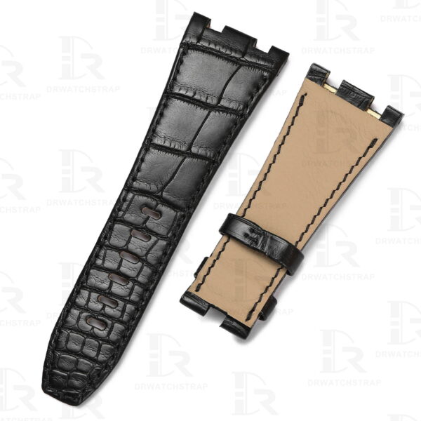 Buy custom Audemars Piguet GMT Perpetual Calendar Black leather straps 23mm 26mm 28mm 30mm handmade for sale