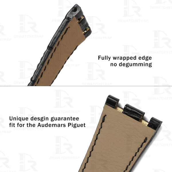 Buy custom Audemars Piguet GMT Perpetual Calendar Black leather watch strap 23mm 26mm 28mm 30mm handmade for sale