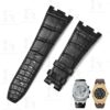 Buy custom Audemars Piguet GMT Perpetual Calendar Black leather watch straps 23mm 26mm 28mm 30mm handmade for sale