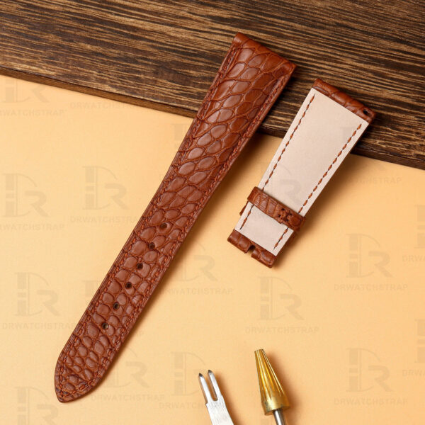 Buy custom Patek Philippe Grand Brown leather watchbands 19mm 20mm 21mm handmade for sale