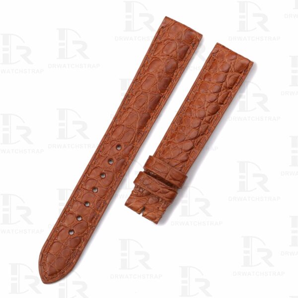 Custom alligator Brown Roun-Scale leather watch strap replacement for Cartier Ronde & Tank Solo watch