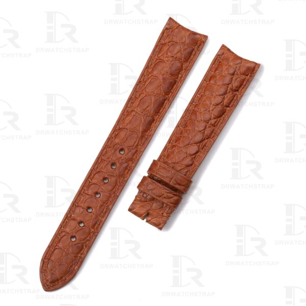 Custom alligator Brown Roun-Scale leather watch strap replacement for Cartier Ronde & Tank Solo watch band