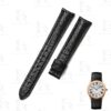 Genuine curved end Black alligator round-scale leather strap for Cartier Ronde Solo