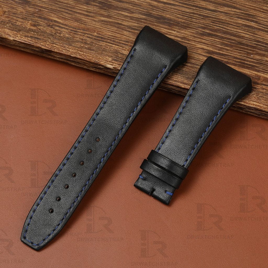 Premium calfskin black leather watch bands for FM Franck Muller luxury watch