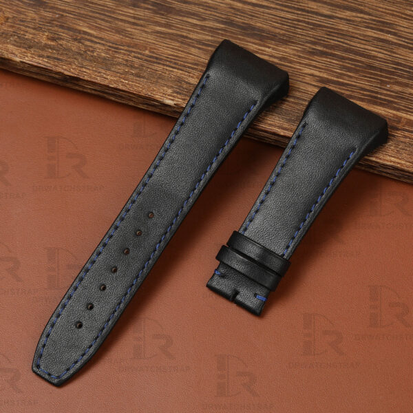 Custom premium calfskin black leather watch strap replacement for Franck Muller Vanguard V45 V41 V32 luxury watches