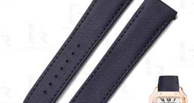 Custom Quickswitch replacement blue Canvas nylon leather watch strap watch band for Cartier Santos Medium 35mm Large 40mm watch