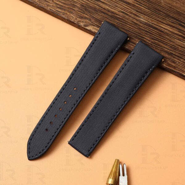 Custom Quickswitch replacement Black Nylon leather watch straps & watch bands strap for Cartier Santos Medium 35mm Large 40mm watch