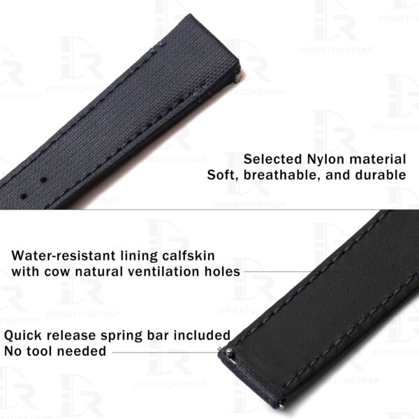 Custom Quickswitch replacement Black Nylon leather watch strap & watch bands for Cartier Santos Medium 35mm Large 40mm watch