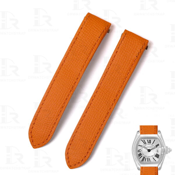 Orange Epsom leather watch strap replacement for Cartier Roadster