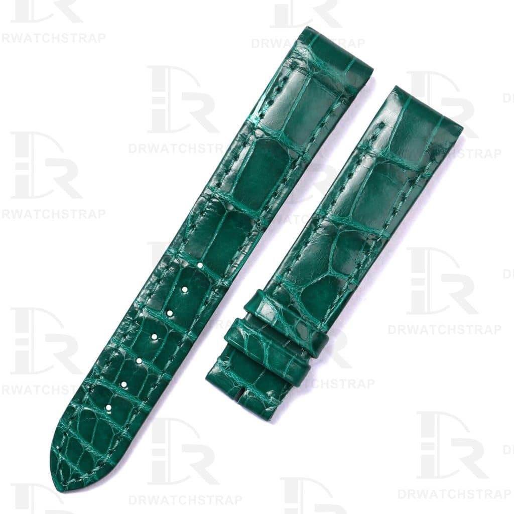 Buy Custom Quickswitch alligator High gloss Green leather watch strap replacement for Cartier Santos Dumont 17.5mm medium large watch