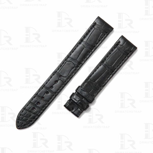 Buy Custom Quickswitch alligator Matte Black leather watch strap replacement for Cartier Santos Dumont medium large watch