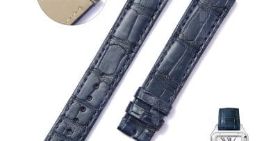Buy Custom Quickswitch alligator navy blue leather watch strap replacement for Cartier Santos Dumont medium large watch (1)