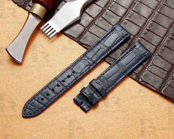 Buy Custom Quickswitch alligator navy blue leather watch strap replacement for Cartier Santos Dumont medium large watch (3)