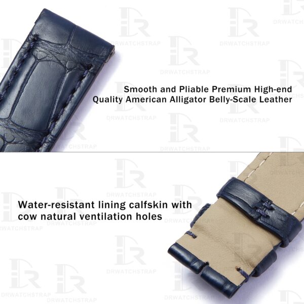 Buy Custom Quickswitch alligator blue leather watchbands replacement for Cartier Santos Dumont medium large watch (1)