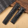 Custom alligator Black leather watch strap 20mm 22mm for Breitling Navitimer straps (1)