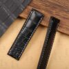 Custom alligator Black leather watch strap 20mm 22mm for Breitling Navitimer watchband (3)