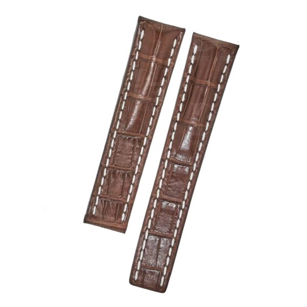 Custom alligator Brown leather watch straps 20mm 22mm for Breitling Navitimer (1)