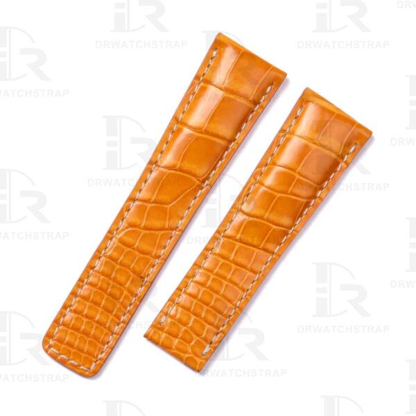 Custom alligator Yellow leather watch strap 20mm 22mm for Breitling Navitimer straps
