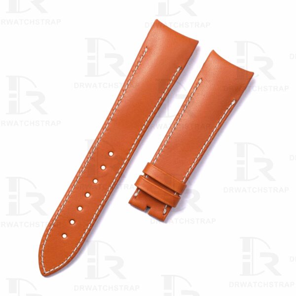 Custom premium Brown calfskin leather replacement watch band with stainless steel hardware for Breguet Type XXI 3810 luxury watch