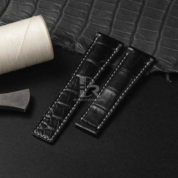 Custom replacement Black Alligator leather watch bands Breitling navitimer leather strap 20mm 22mm (2)