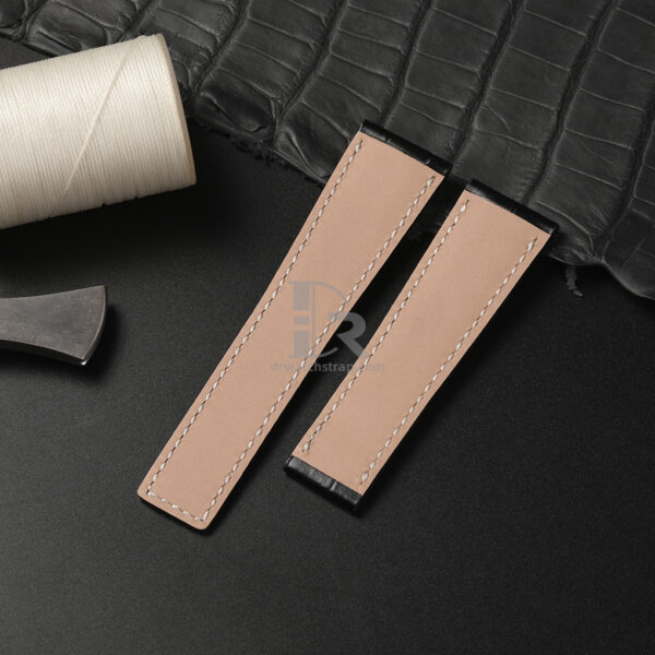 Custom replacement Black Alligator leather watch bands for Breitling navitimer leather 20mm 22mm strap (2)