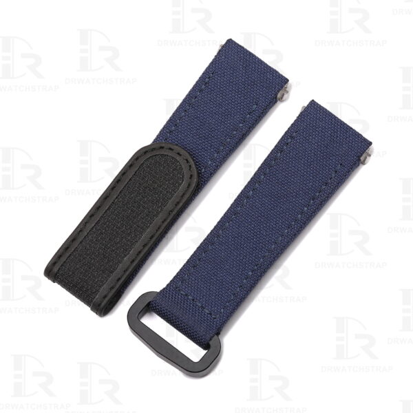 Buy Custom Cartier Santos Dark Blue nylon watch band 21mm 19mm handmade for sale straps