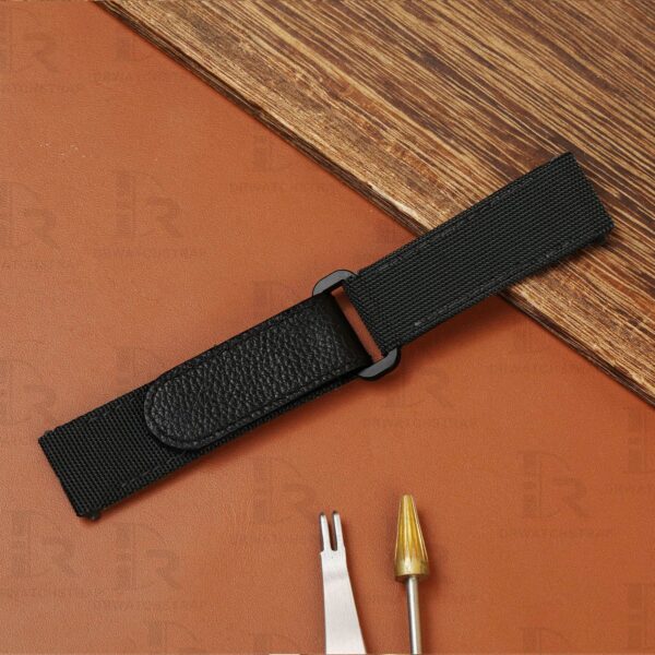 Buy custom Cartier Santos Black nylon watchband 21mm 19mm handmade for sale (1)